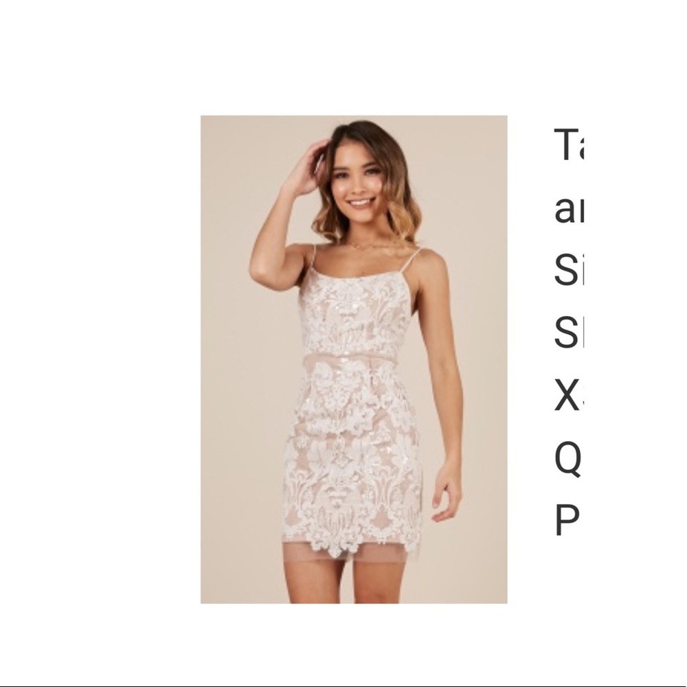 White and nude lace dress